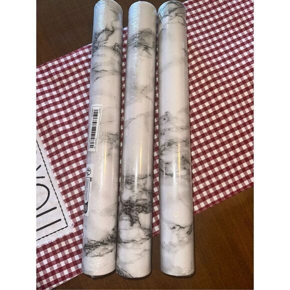 White Gray Marble Contact Paper Countertops Removable Glossy peel n stick - Picture 2 of 4